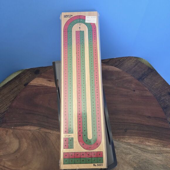 Vintage HOYLE Wooden Cribbage Board #5022 Continuous Track 2 Lane SEALED NEW - Picture 8 of 11